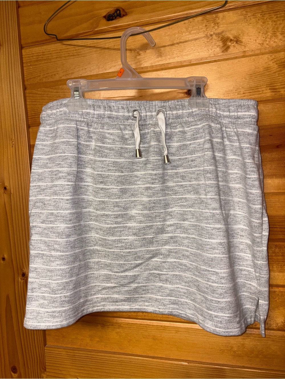 Dakini Gray Striped Drawstring Mini Skirt